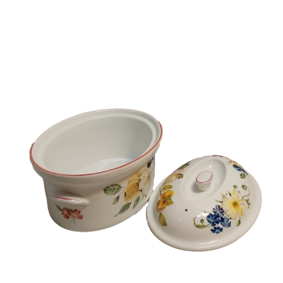 ROYAL WORCESTER OVAL COVERED BOTANICAL GARDEN  (Red Trim ) COOCK POT - Picture 3 of 5
